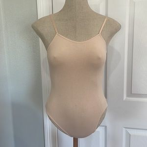 So Danca leotard nude adjustable movable spaghetti straps cotton spandex size P